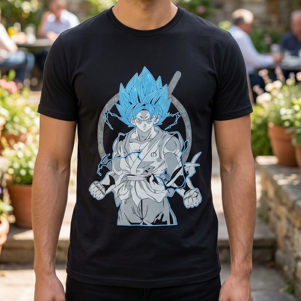 Platinum‎ Dragon Ball Super Goku Super Saiyan Blue Graphic T-Shirt Black Mens M